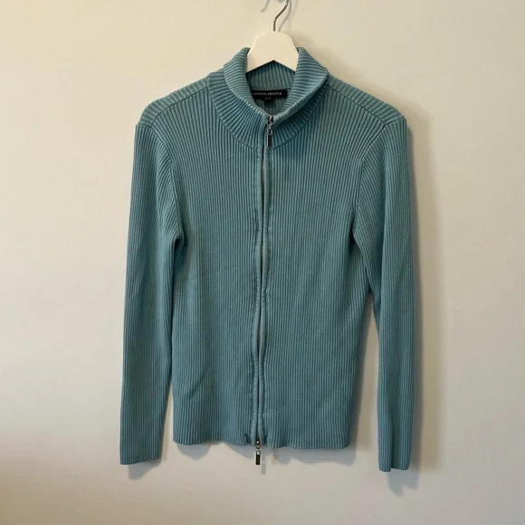 Boston Proper Ribbed Full Zip Cardigan - Picture 2 of 10